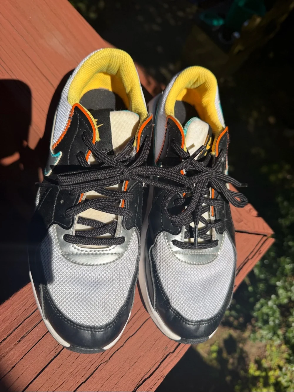 Nike Kids Air Max Sneakers in White, Black, Yellow and Teal